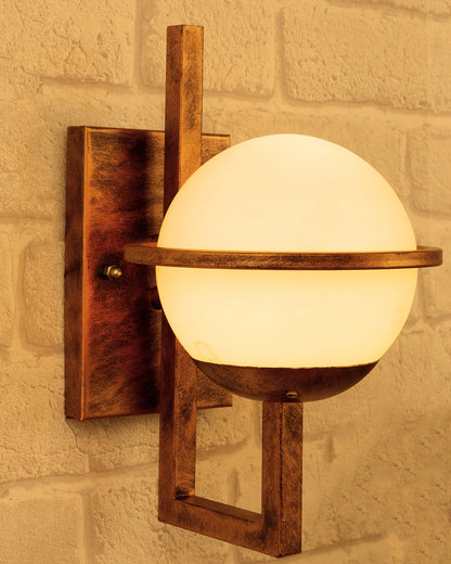 Rustic Wall Light Fixtures, Oil Rubbed Rust Finish Indoor Vintage Wall Sconce Industrial Lamp Fixture Glass Shade Farmhouse Metal Sconces for Bedroom Living Room Cafe, Wall Frost Globe