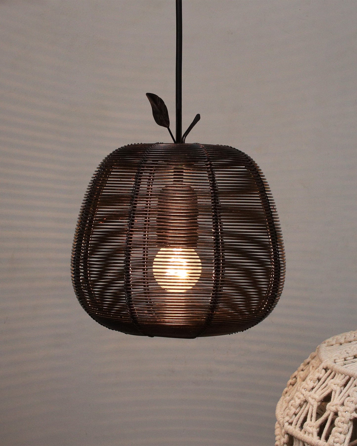 Antique Black Metal pendant light, E27 wire mesh ceiling lamp, Apple