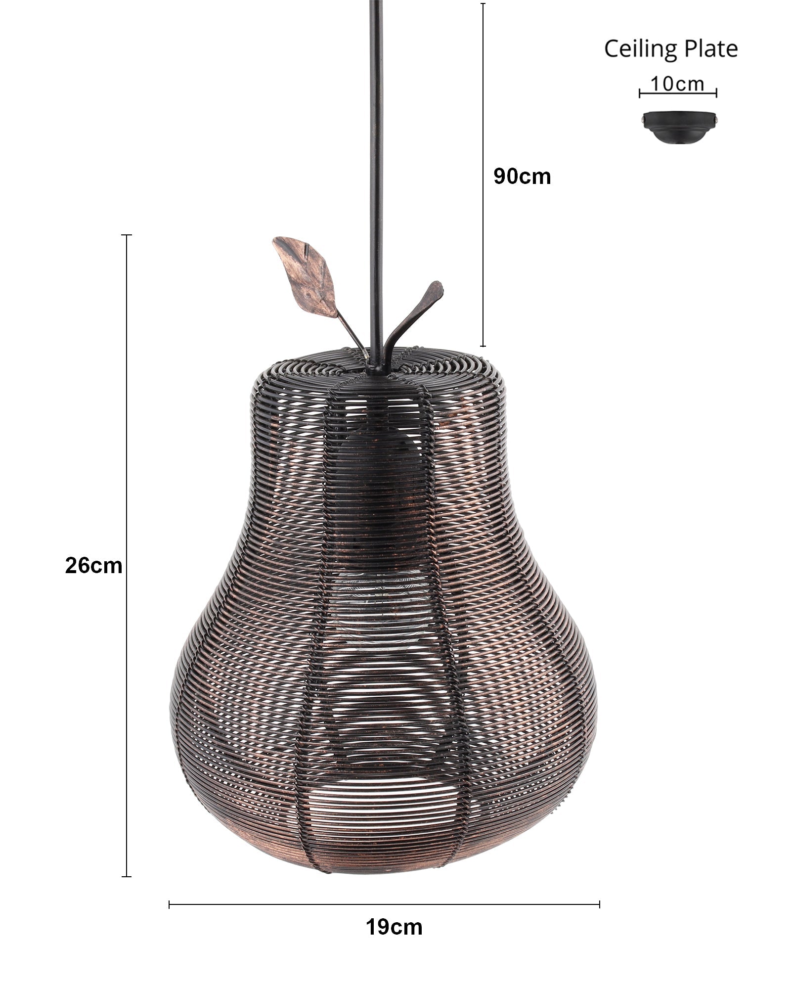 Antique Black Metal pendant light, E27 wire mesh ceiling lamp, Pear