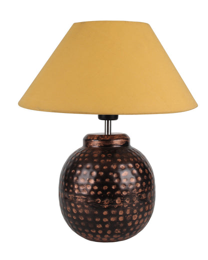Ginger Jar,Antique Table Lamp Hammered Oil-Rubbed Bronze Metal Linen Shade for Living Room Family Bedroom
