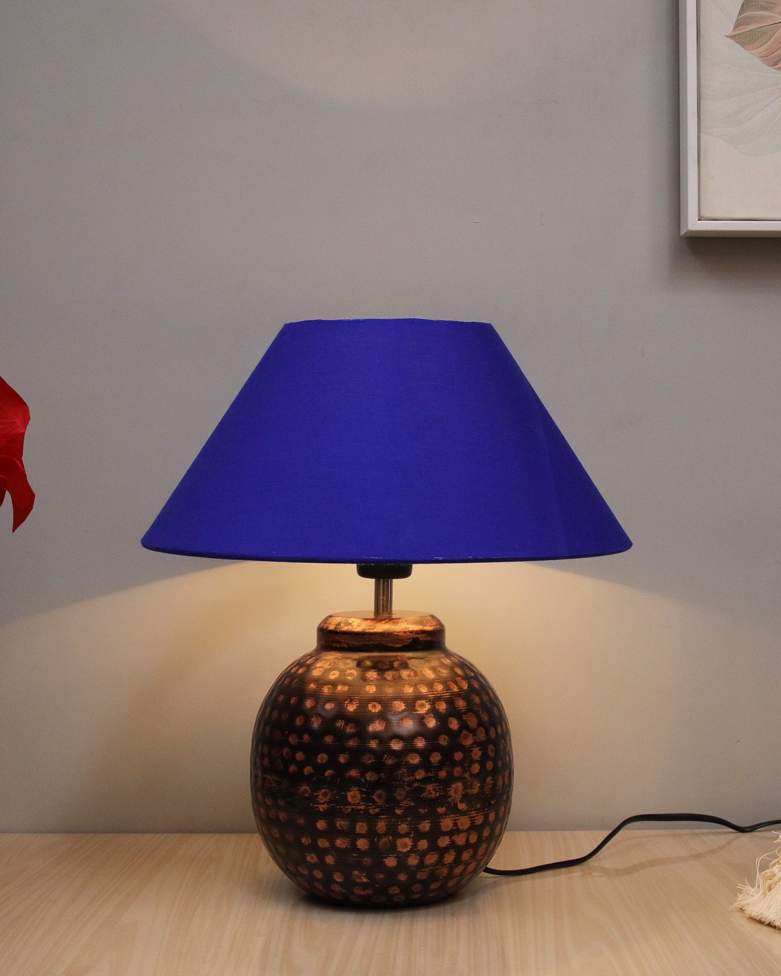 Ginger Jar,Antique Table Lamp Hammered Oil-Rubbed Bronze Metal Linen Shade for Living Room Family Bedroom