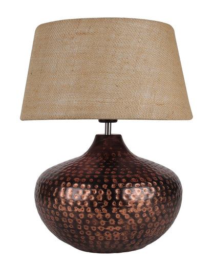 Gourd Metal Antique Hammered Oil-Rubbed Bronze Table Lamp Linen with Jute Shade