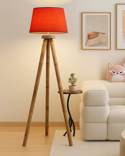 Wood Tripod Floor Lamp, Mid Century Standing Lamp, E27 Lamp Base, With shade Modern Design Floor Reading Lamp for Living Room Bedroom, Study Room and Office