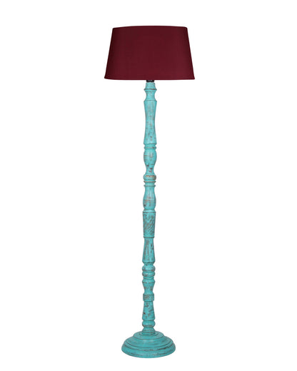 Green Glendora Wood Antique Candlestick Fabric Drum Shade Decor for Living Room Reading House Bedroom Home, Green Glendora, Red