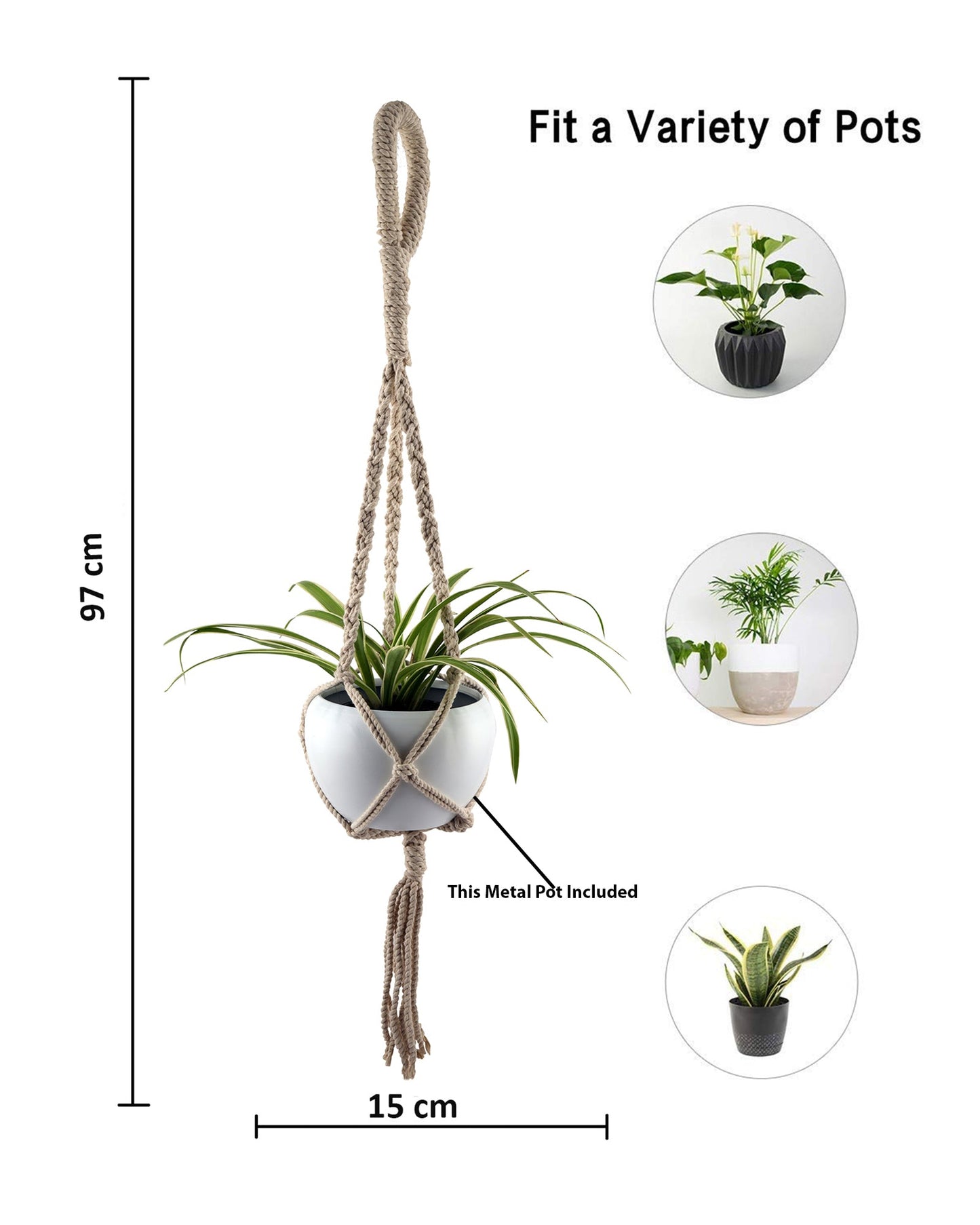Hanging Planter Medium Macrame Planter With Pot Pack of 1