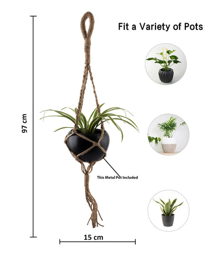 Hanging Macrame Planter Medium Jute with Pot Pack of 1