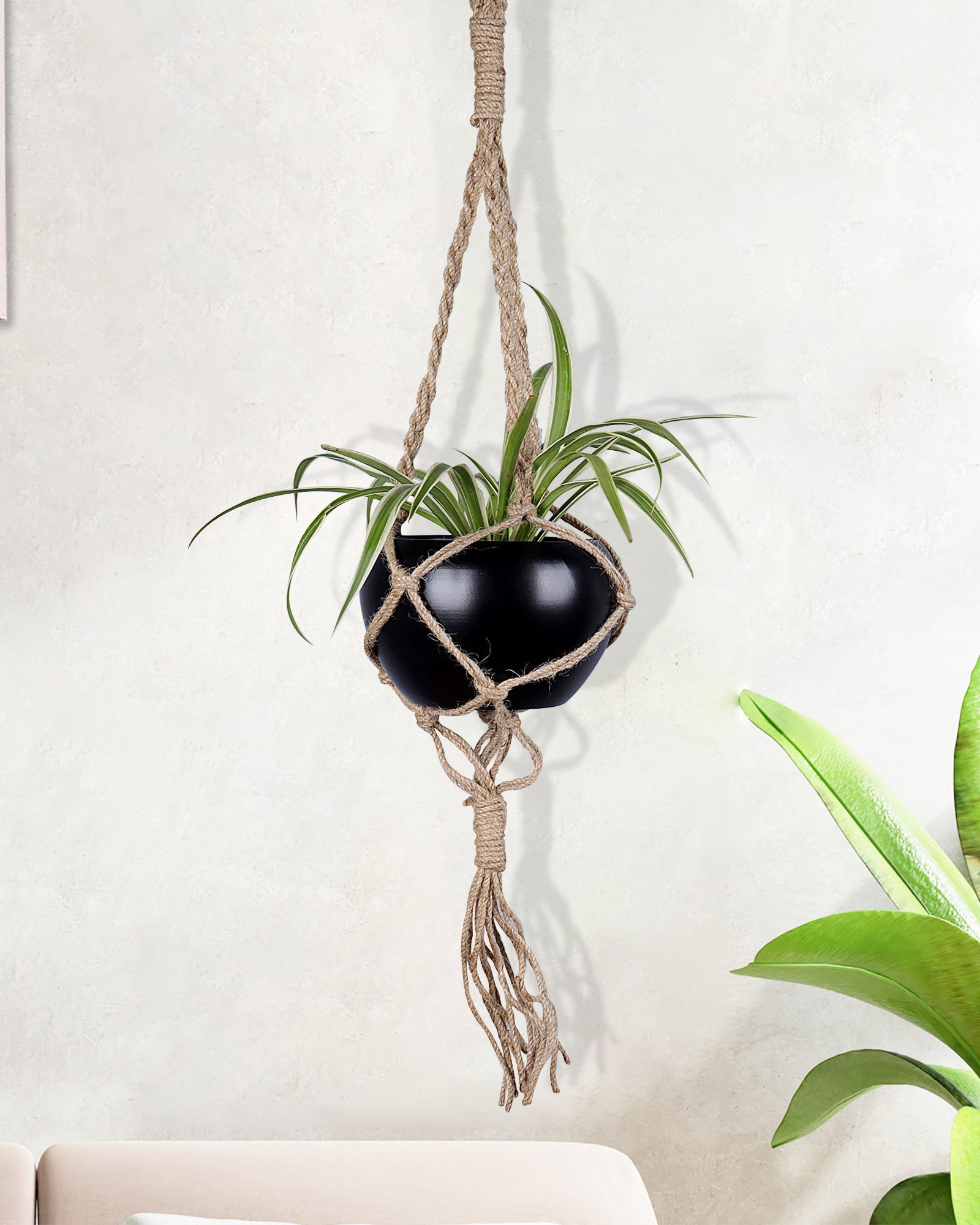Hanging Macrame Planter Medium Jute with Pot Pack of 1