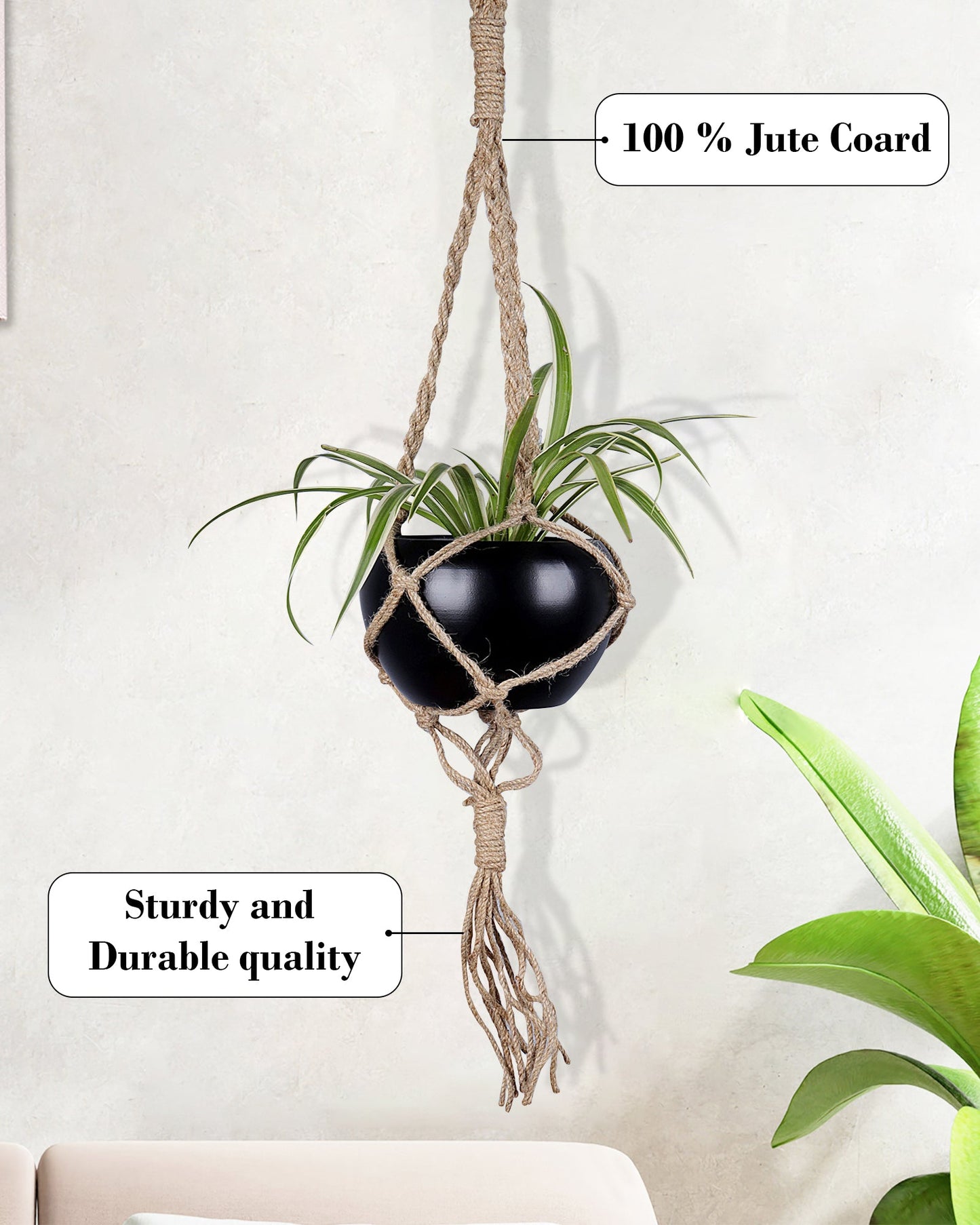 Hanging Macrame Planter Medium Jute with Pot Pack of 1