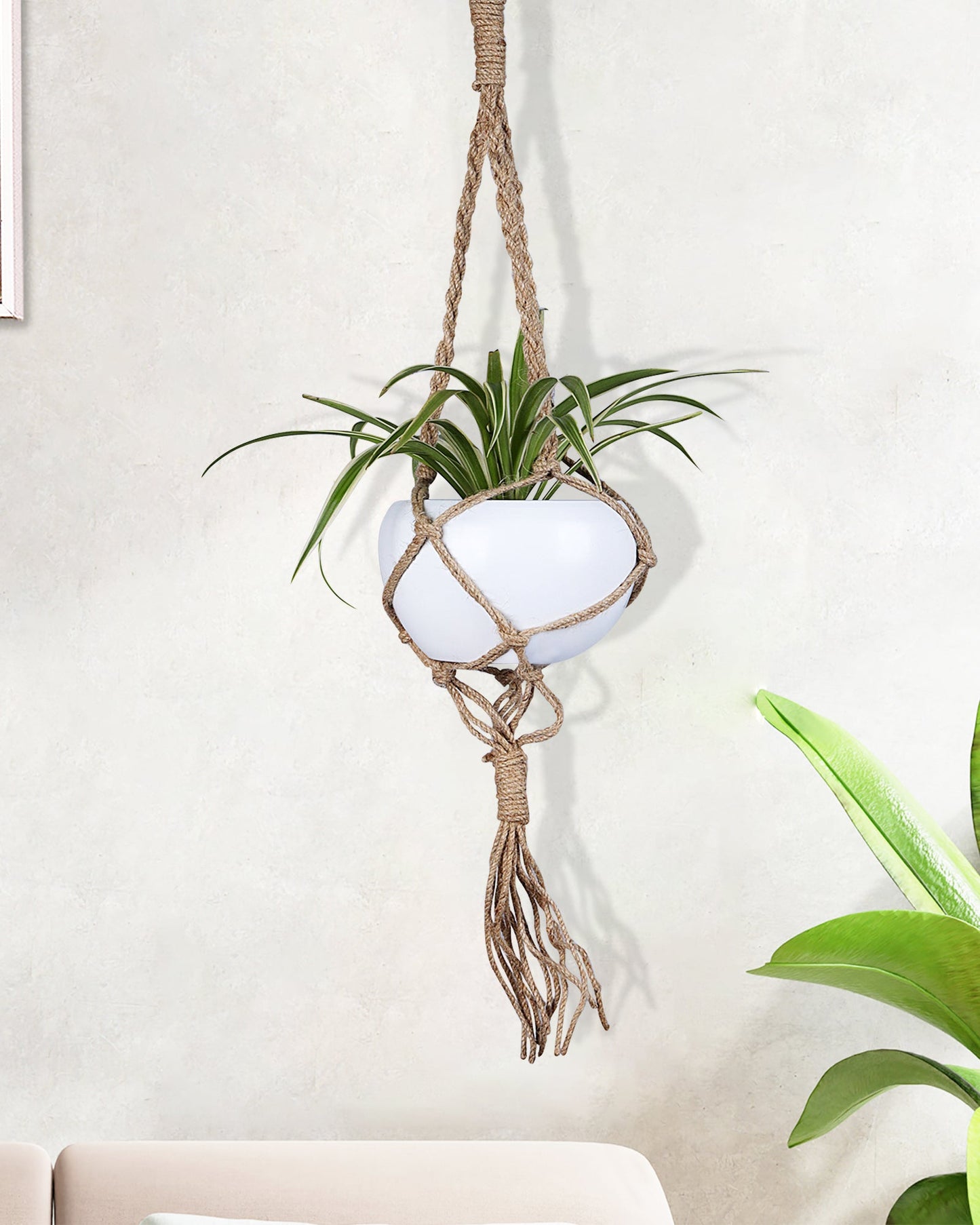 Hanging Macrame Planter Medium Jute with Pot Pack of 1