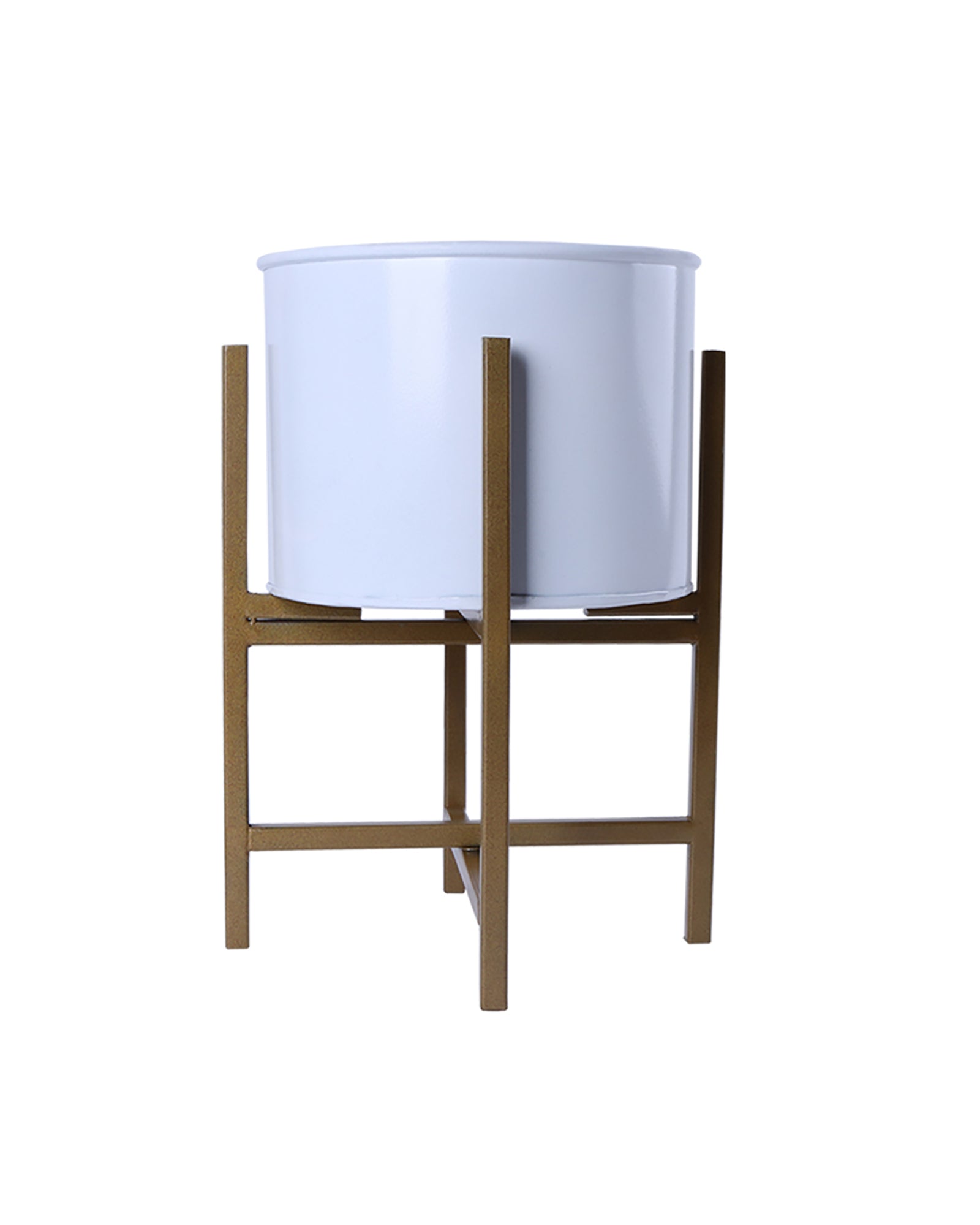 11" Mid Century Golden Modern Medium Planter with Stand, with Black Pot, Plant Holder for Indoor Snake Plants Flowers