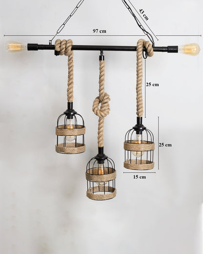 Handmade Hanging Chandelier Light, Metal Black cage 5 Light Fixture Lamp