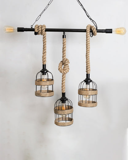 Handmade Hanging Chandelier Light, Metal Black cage 5 Light Fixture Lamp