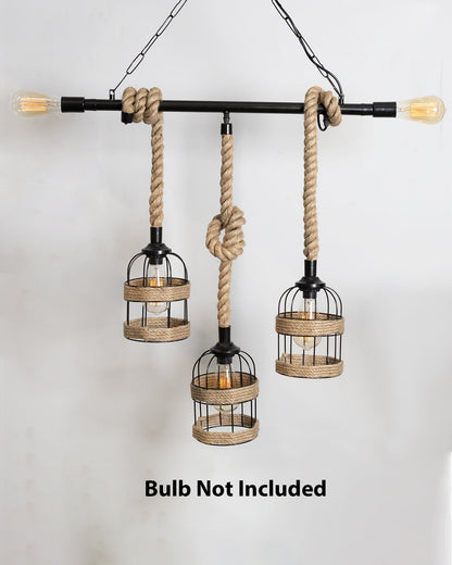 Handmade Hanging Chandelier Light, Metal Black cage 5 Light Fixture Lamp