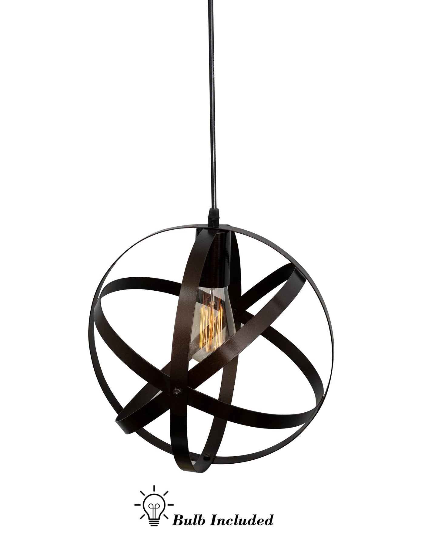 Industrial Vintage Globe Pendant Light Fixture, Changeable Hanging Ceiling Light Chandelier Fixture for Kitchen, Island, Living Room, Dining Room