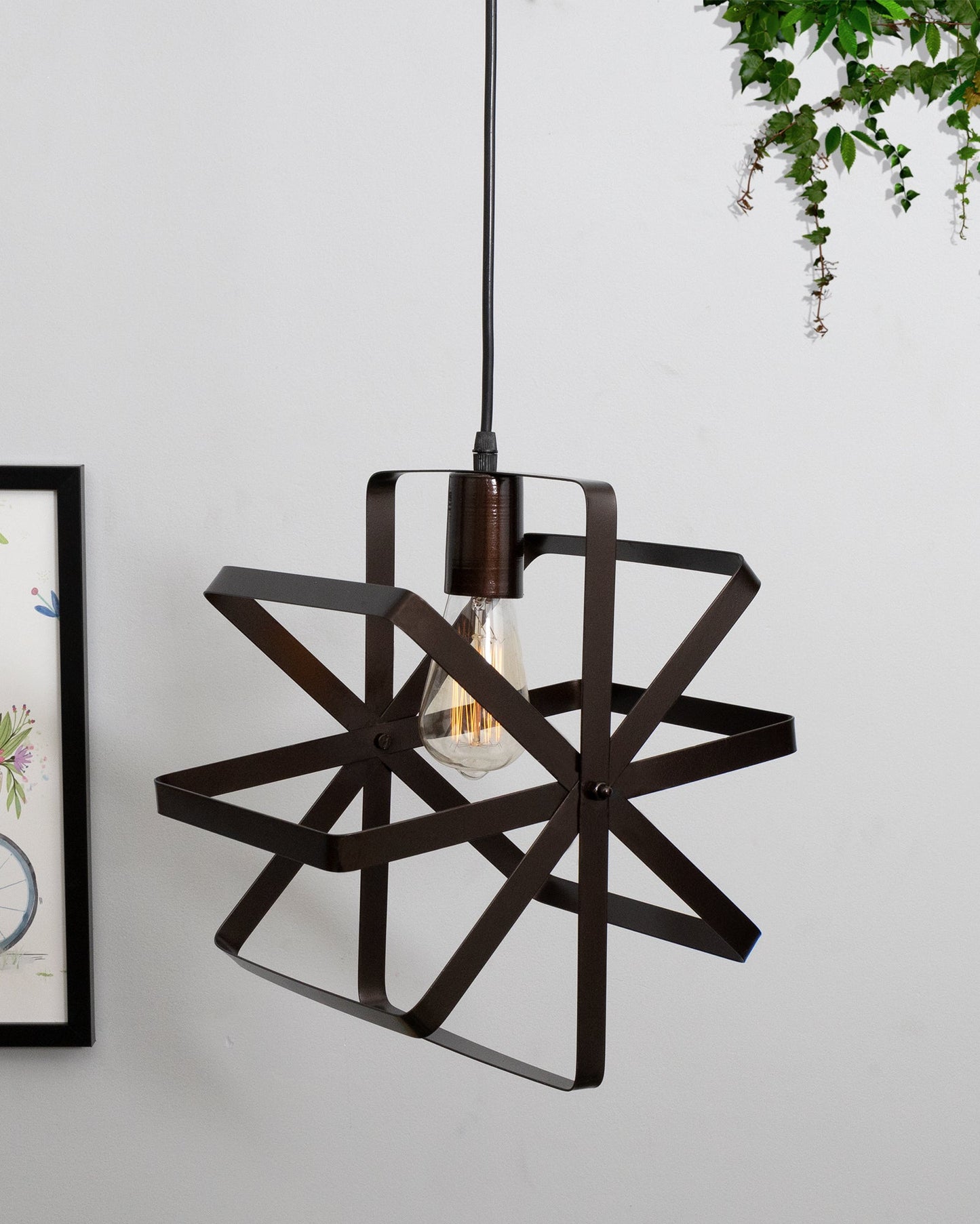 Industrial Vintage Globe Pendant Light Fixture, Changeable Hanging Ceiling Light Chandelier Fixture for Kitchen, Island, Living Room, Dining Room