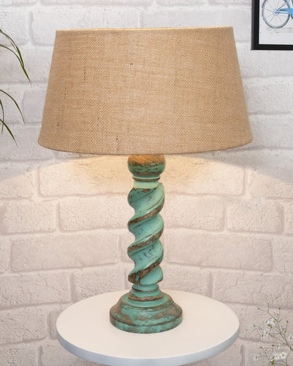 Signature Rustic Rope Algae Table Lamp With Jute Drum Shade, Farmhouse, Living Room, Bedroom, House Bedside Nightstand, Home, Office, Reading Light