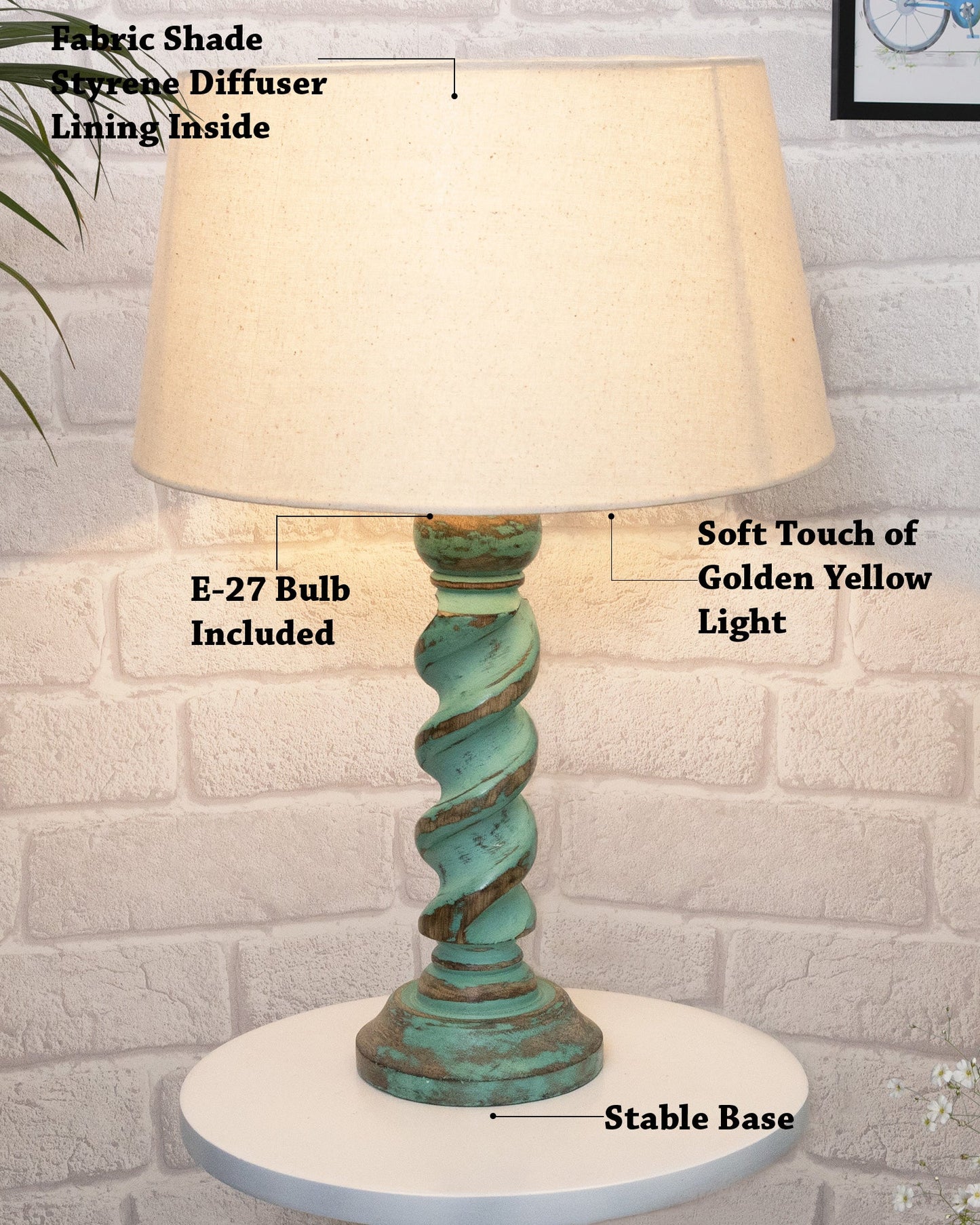 Signature Rustic Rope Algae Table Lamp With Jute Drum Shade, Farmhouse, Living Room, Bedroom, House Bedside Nightstand, Home, Office, Reading Light
