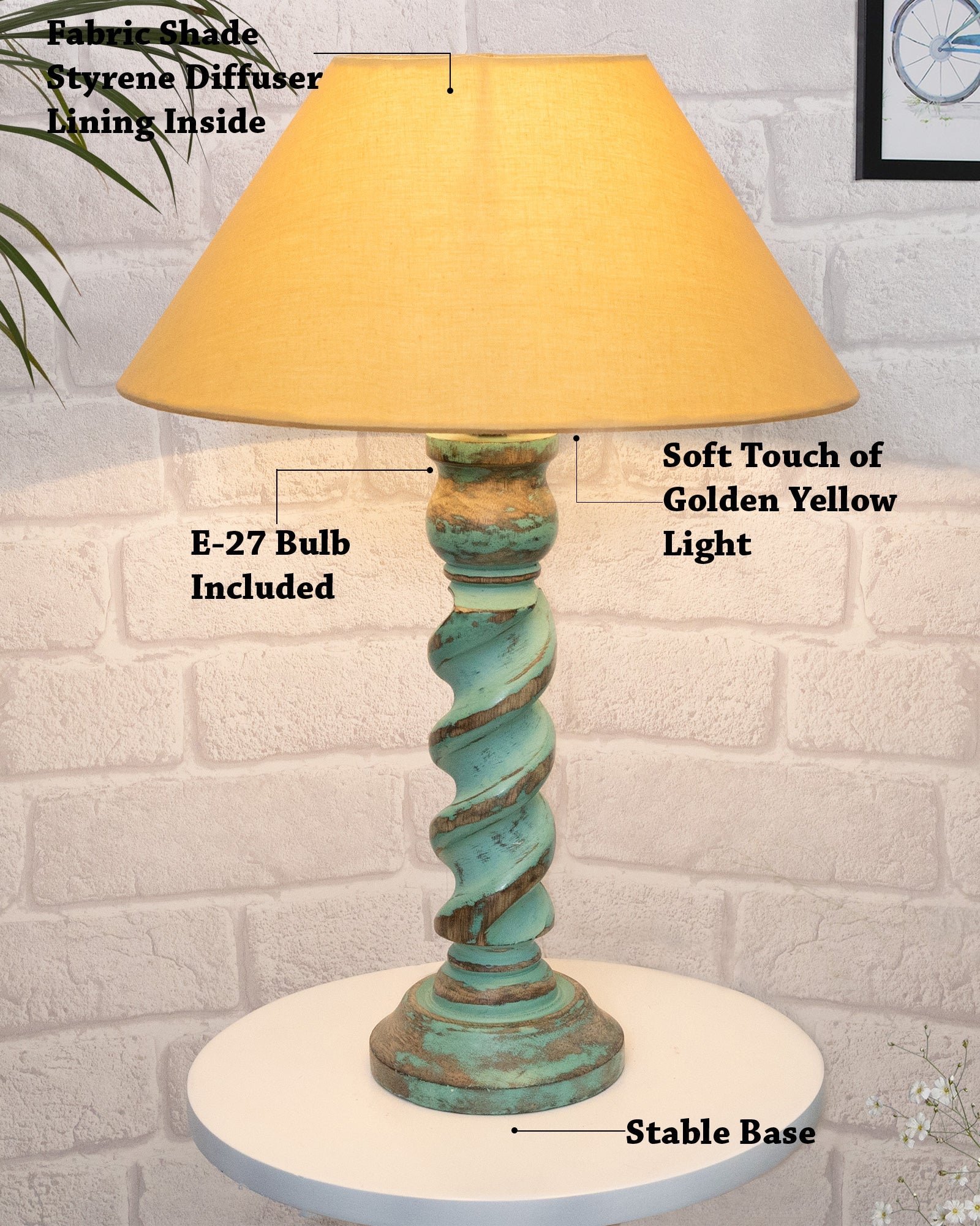 Signature Rustic Rope Algae Table Lamp With White Cone Shade, Farmhouse, Living Room, Bedroom, House Bedside Nightstand, Home, Office, Reading Light