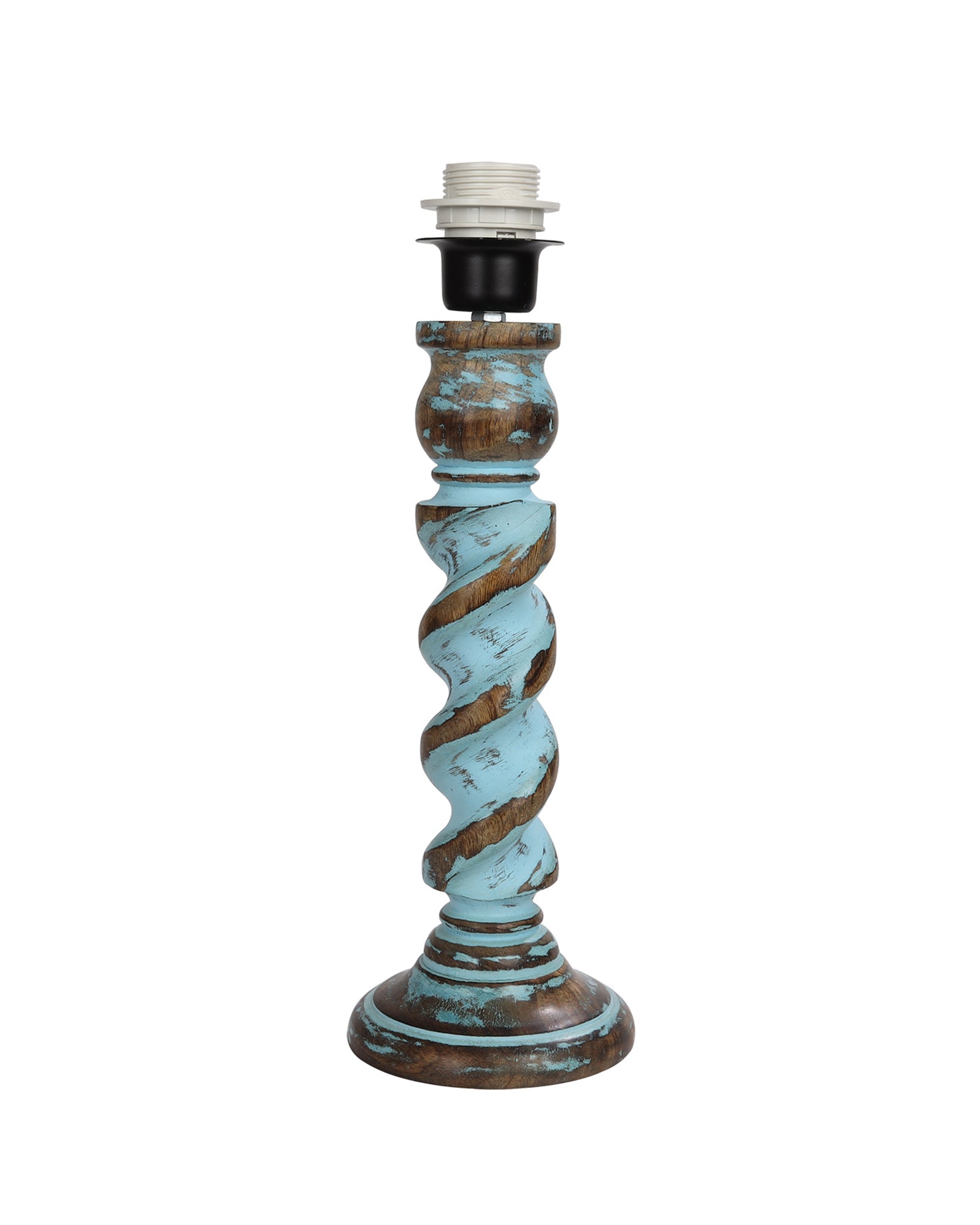 Signature Rustic Rope Distress Blue Table Lamp With Jute Drum Shade, farmhouse Living Room Bedroom House Bedside Nightstand Home Office Reading Light