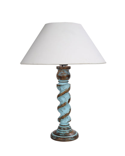 Signature Rustic Rope Distress Blue Table Lamp With Jute Drum Shade, farmhouse Living Room Bedroom House Bedside Nightstand Home Office Reading Light
