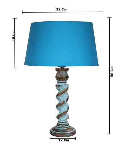 Signature Rustic Rope Distress Blue Table Lamp With Jute Drum Shade, farmhouse Living Room Bedroom House Bedside Nightstand Home Office Reading Light