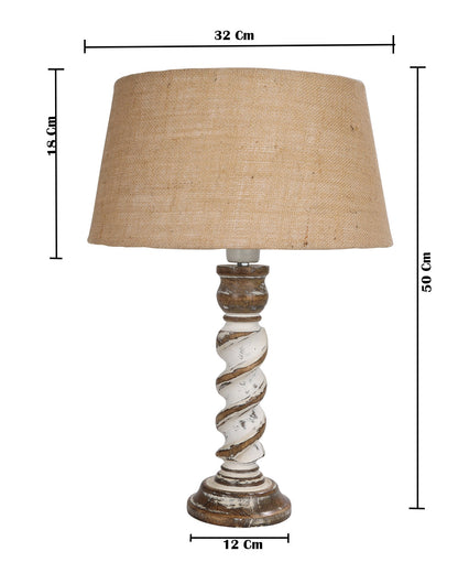 Signature Rustic Rope Whitewash Table Lamp With Jute Drum Shade, farmhouse Living Room Bedroom House Bedside Nightstand Home Office Reading Light