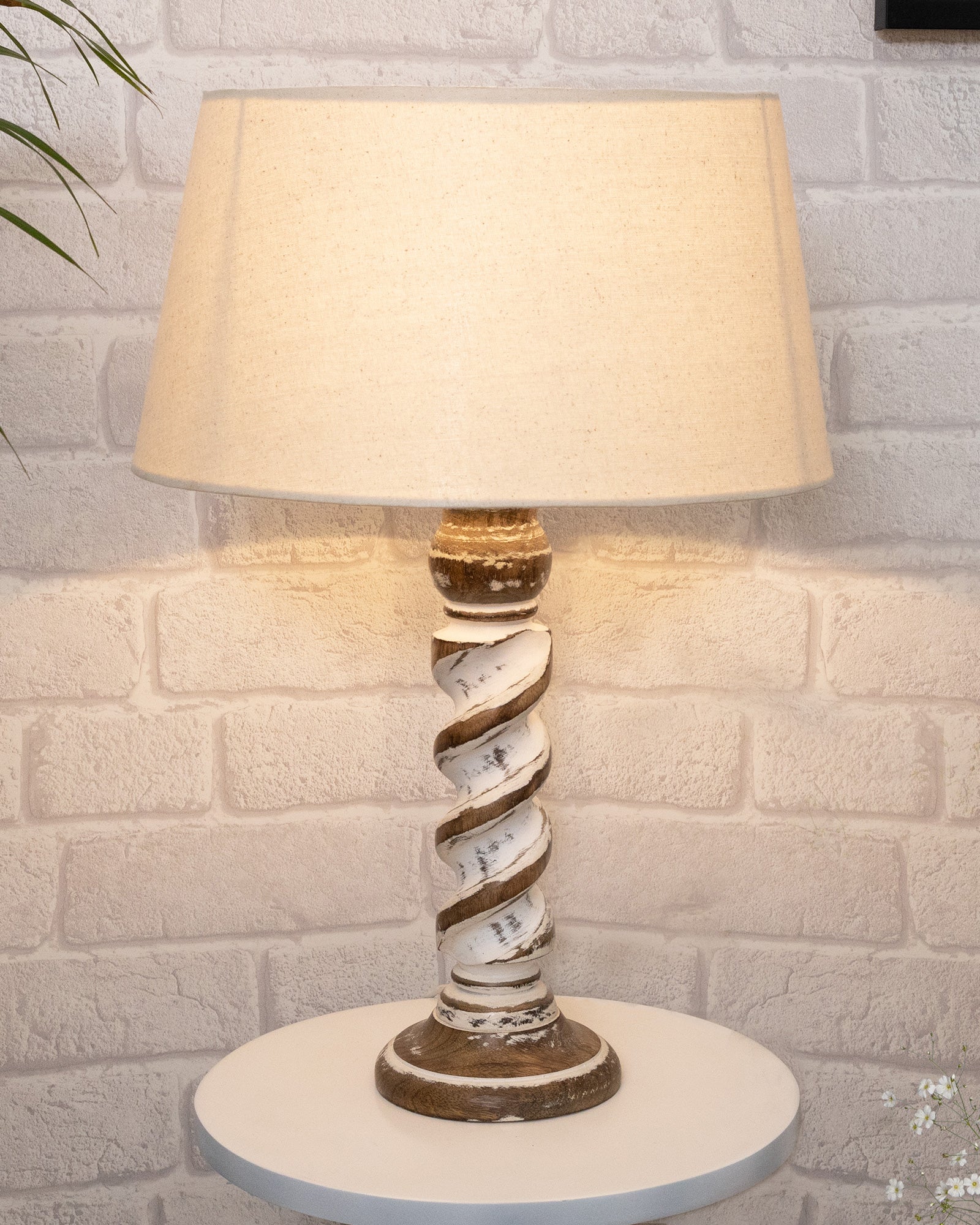 Signature Rustic Rope Whitewash Table Lamp With Jute Drum Shade, farmhouse Living Room Bedroom House Bedside Nightstand Home Office Reading Light