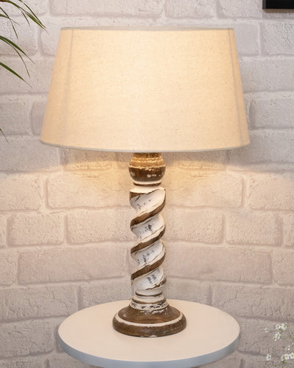 Signature Rustic Rope Whitewash Table Lamp With Jute Drum Shade, farmhouse Living Room Bedroom House Bedside Nightstand Home Office Reading Light