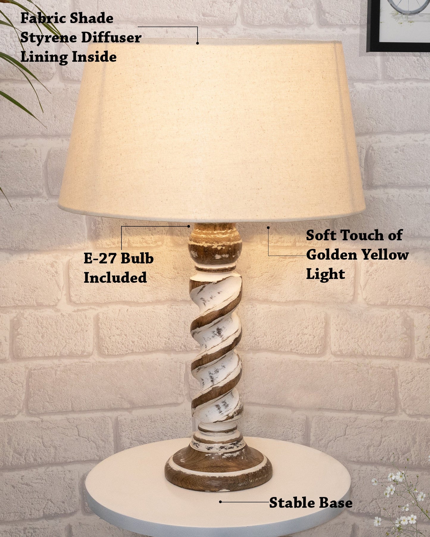 Signature Rustic Rope Whitewash Table Lamp With Jute Drum Shade, farmhouse Living Room Bedroom House Bedside Nightstand Home Office Reading Light