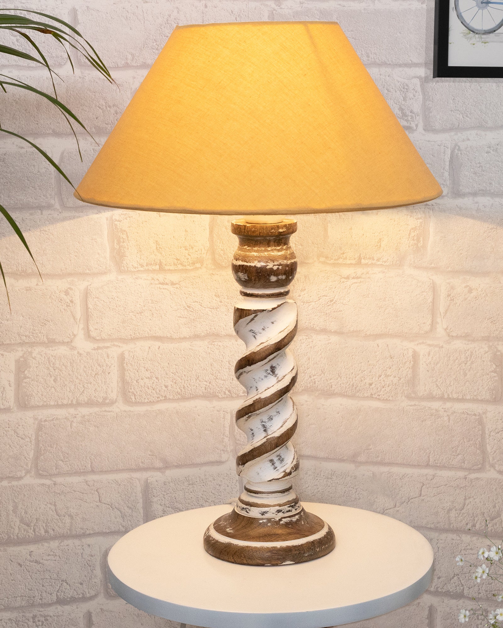 Signature Rustic Rope Whitewash Table Lamp With Jute Drum Shade, farmhouse Living Room Bedroom House Bedside Nightstand Home Office Reading Light