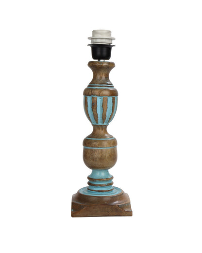 Rustic Distress Blue French Trophy Carved Table lamp with Empire Jute Shade