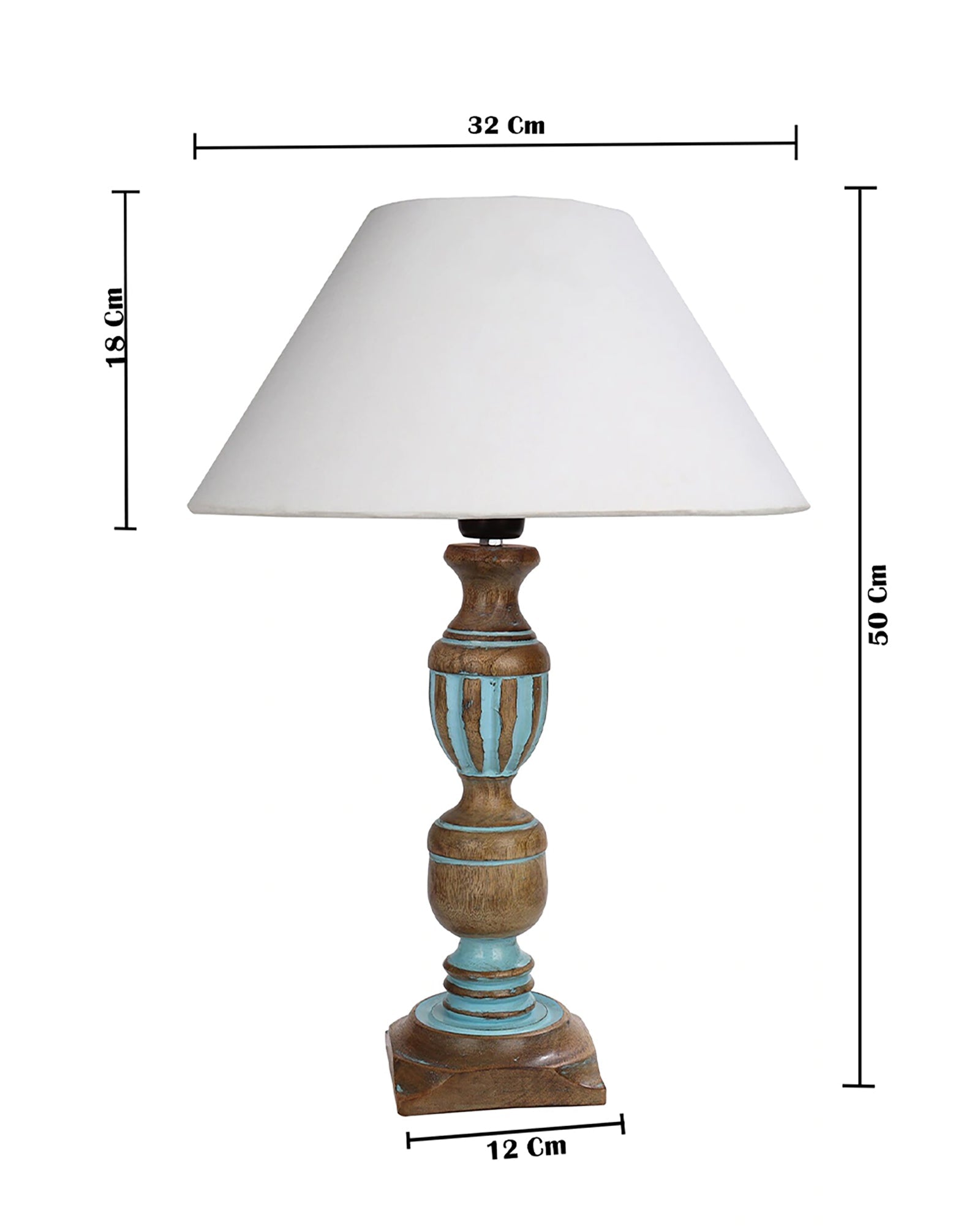 Rustic Distress Blue French Trophy Carved Table lamp with Empire Jute Shade