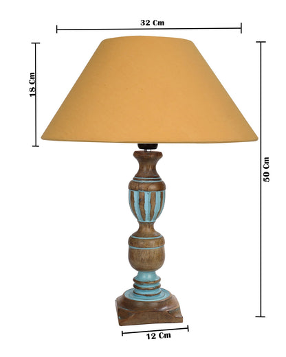 Rustic Distress Blue French Trophy Carved Table lamp with Empire Jute Shade