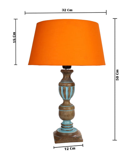 Rustic Distress Blue French Trophy Carved Table lamp with Empire Jute Shade