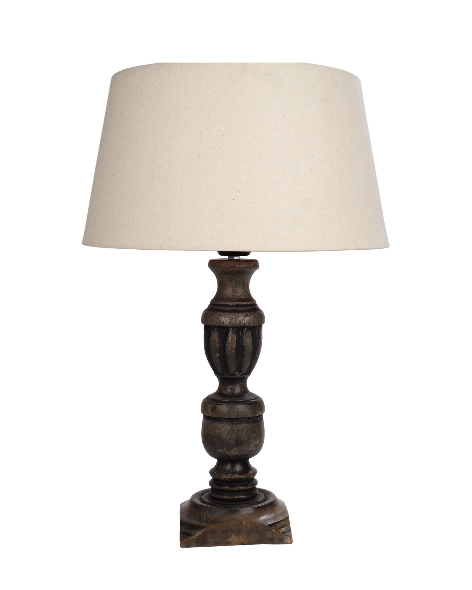 Rustic Antique Black French Trophy Carved Table lamp with Empire shade