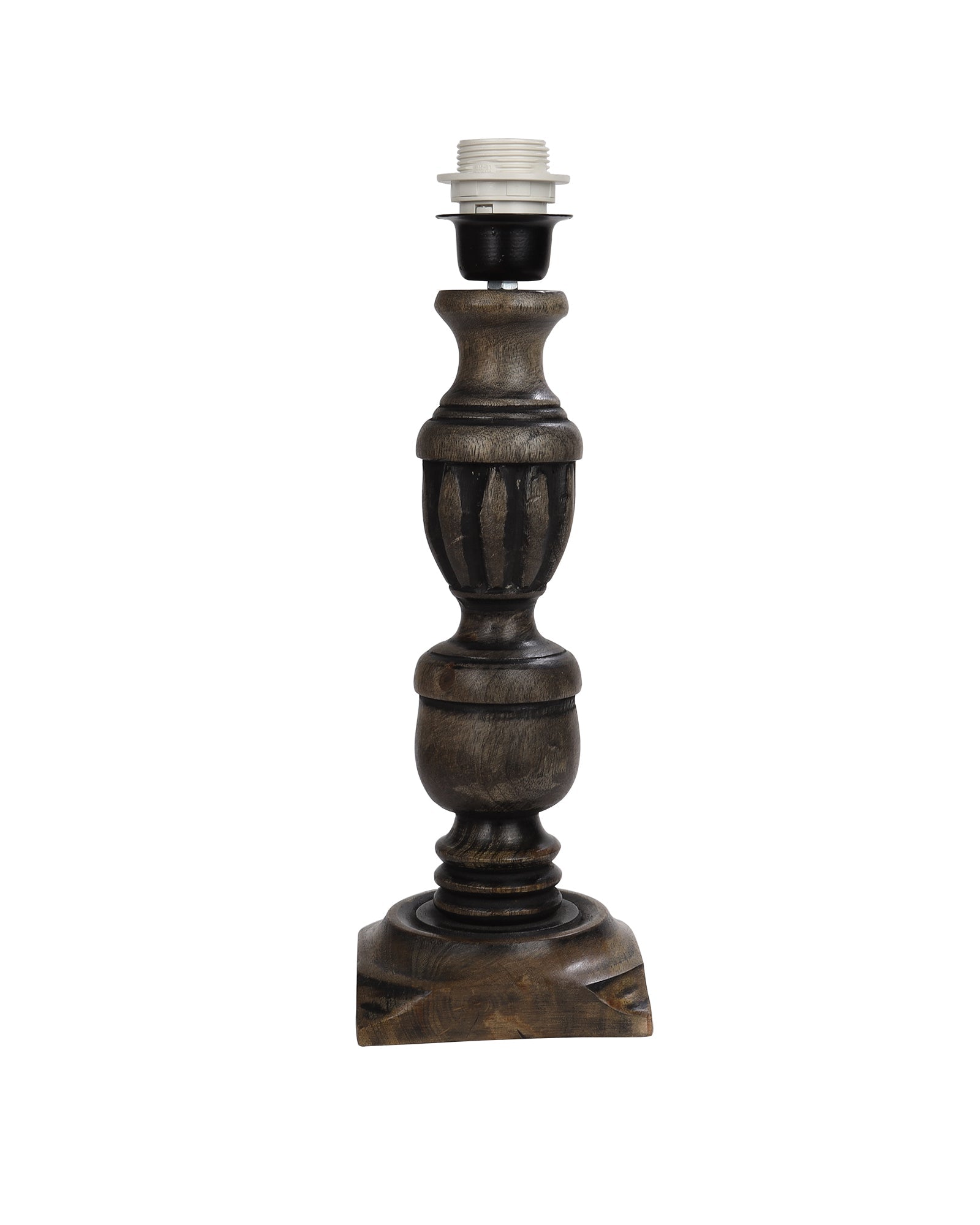 Rustic Antique Black French Trophy Carved Table lamp with Empire shade
