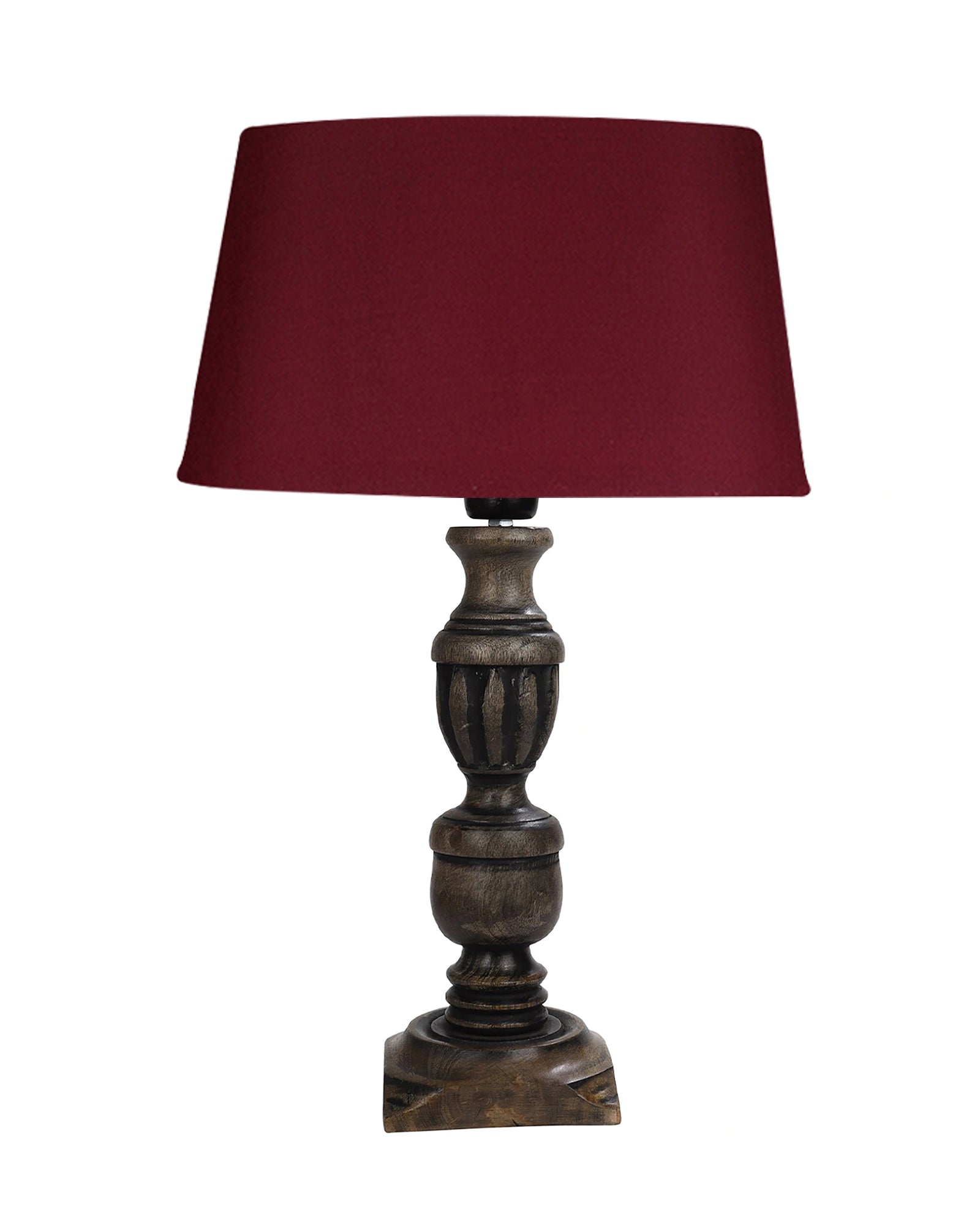 Rustic Antique Black French Trophy Carved Table lamp with Empire shade