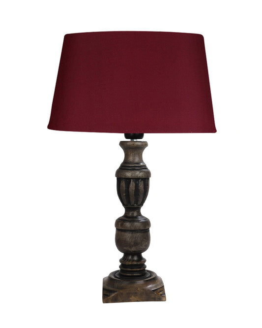 Rustic Antique Black French Trophy Carved Table lamp with Empire shade