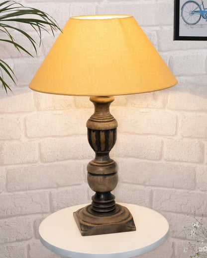Rustic Antique Black French Trophy Carved Table lamp with Empire shade