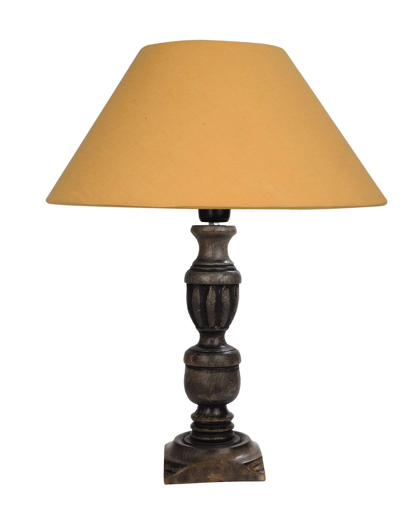 Rustic Antique Black French Trophy Carved Table lamp with Empire shade