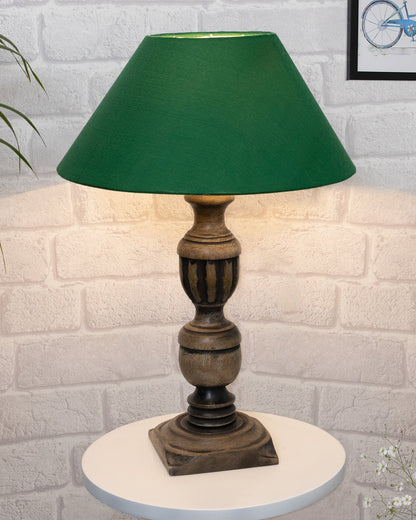 Rustic Antique Black French Trophy Carved Table lamp with Empire shade