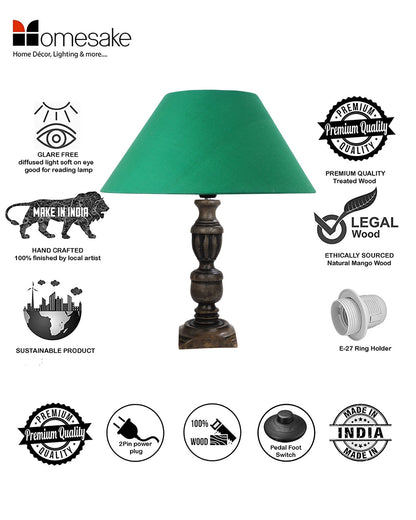 Rustic Antique Black French Trophy Carved Table lamp with Empire shade