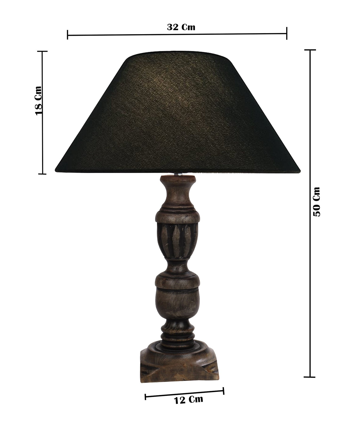 Rustic Antique Black French Trophy Carved Table lamp with Empire shade