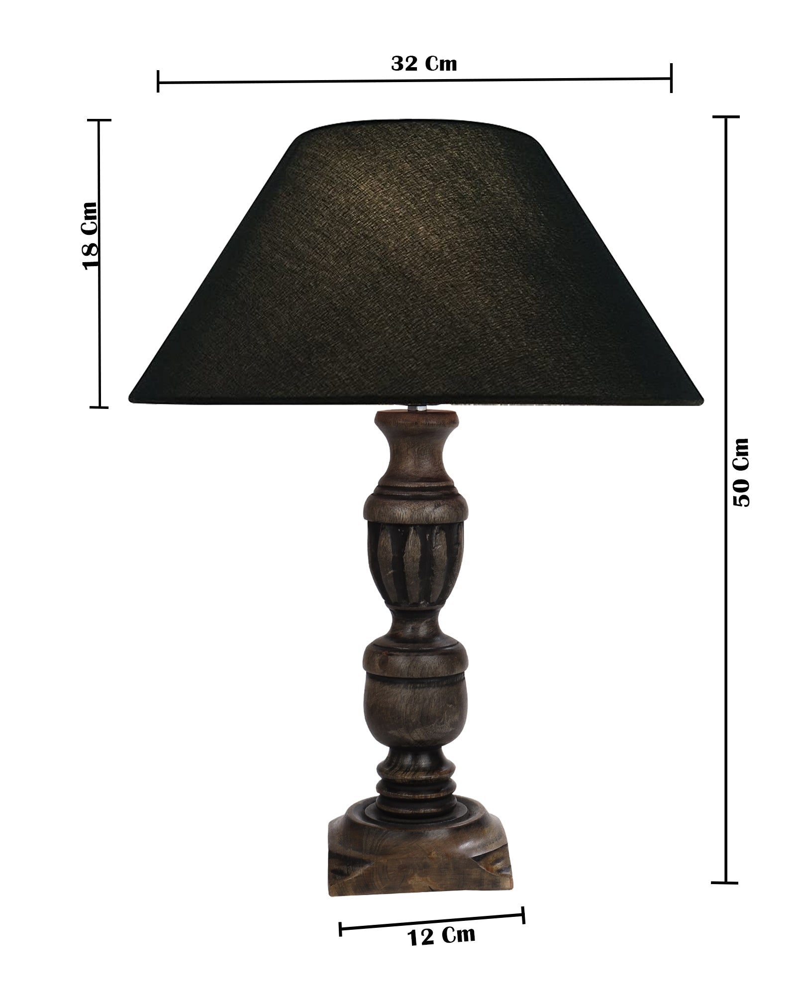 Rustic Antique Black French Trophy Carved Table lamp with Empire shade