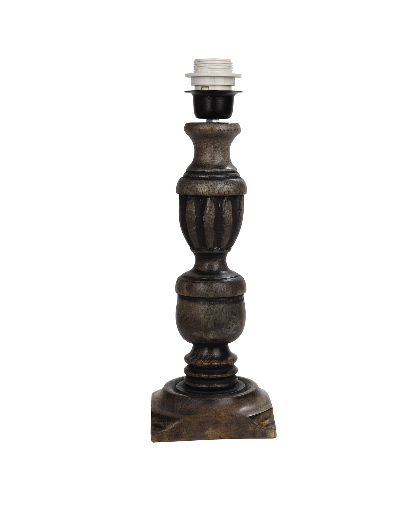 Rustic Antique Black French Trophy Carved Table lamp with Empire shade