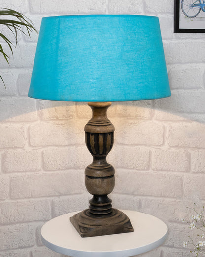 Rustic Antique Black French Trophy Carved Table lamp with Empire shade