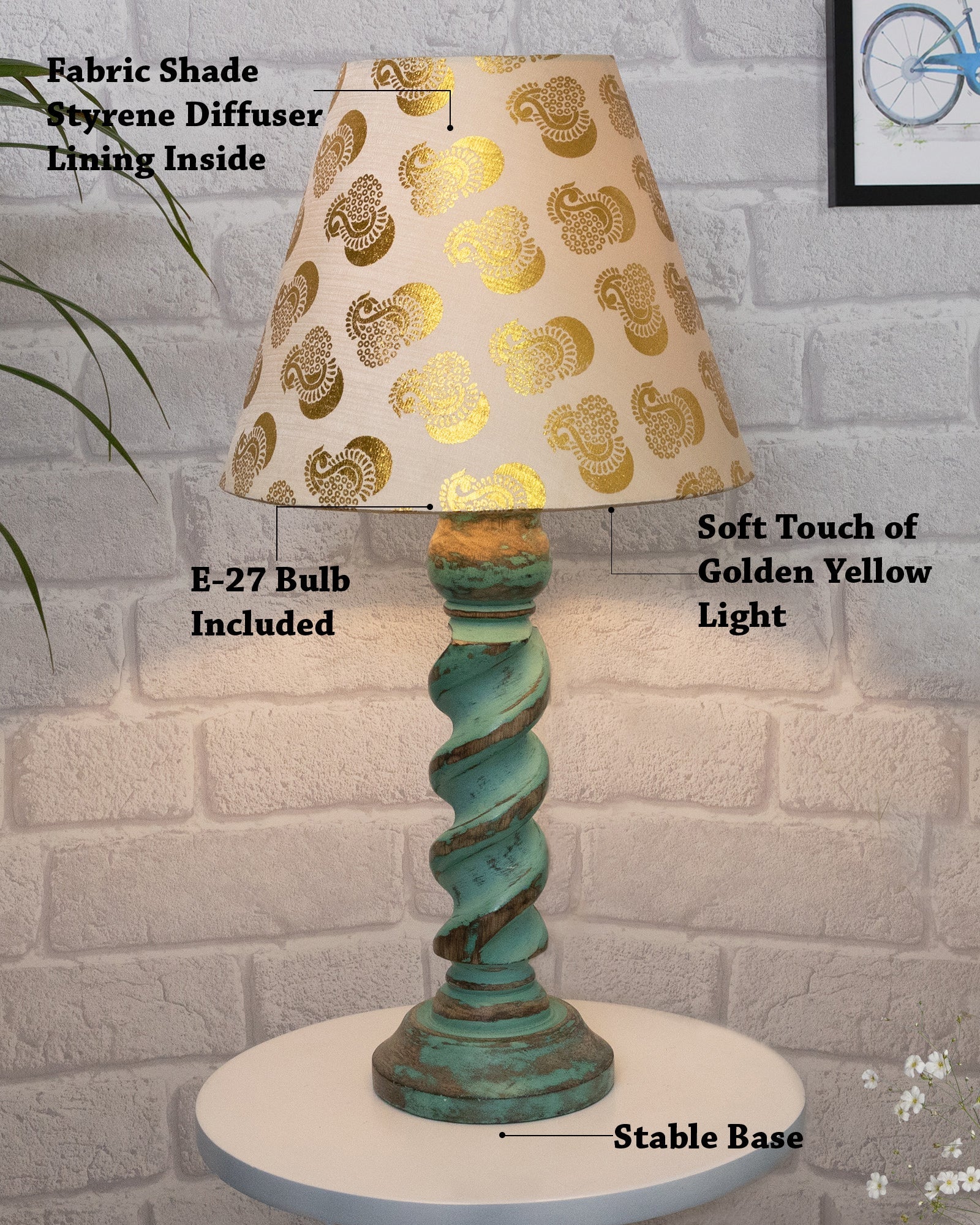 Signature Rustic Rope Algae Table Lamp With Jute Cone Shade, farmhouse Living Room Bedroom House Bedside Nightstand Home Office Reading Light