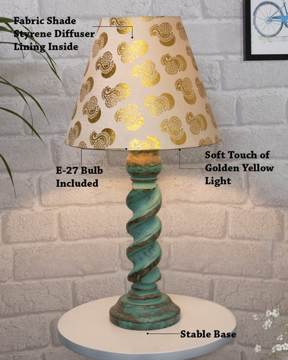 Signature Rustic Rope Algae Table Lamp With Jute Cone Shade, farmhouse Living Room Bedroom House Bedside Nightstand Home Office Reading Light