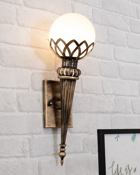Filigree Wall Torch Rustic Wall Light Fixtures, Oil Rubbed Bronze Finish Indoor Vintage Wall Sconce Industrial Lamp Fixture Glass Shade Farmhouse Metal Sconces for Bedroom Living Room Cafe