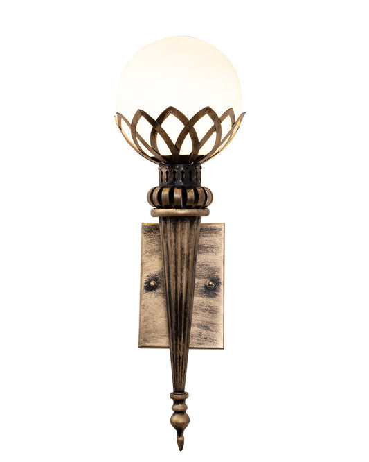Filigree Wall Torch Rustic Wall Light Fixtures, Oil Rubbed Bronze Finish Indoor Vintage Wall Sconce Industrial Lamp Fixture Glass Shade Farmhouse Metal Sconces for Bedroom Living Room Cafe